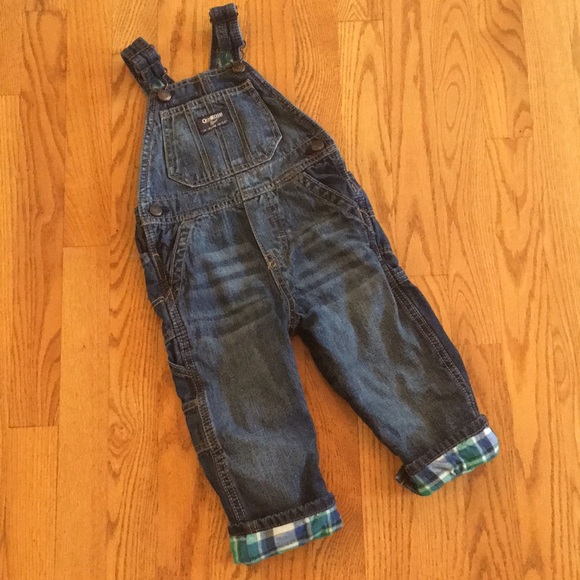 OshKosh B'gosh Other - OshKosh B’gosh Flannel Lined Denim Overalls, 18M